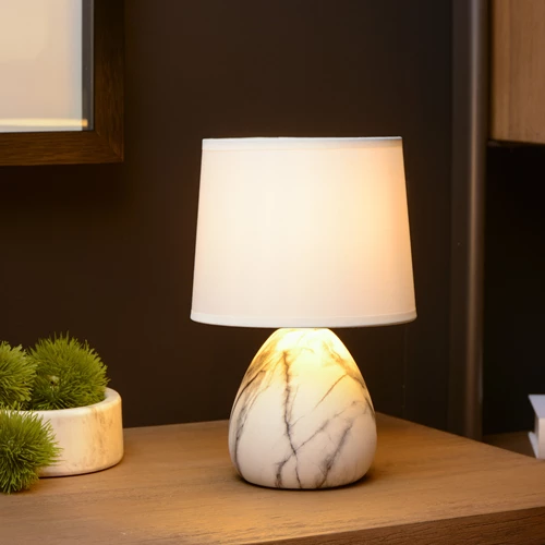 Lucide MARMO - Tischlampe - Ø 16 cm - 1xE14 - Weiß - Atmosphäre 1